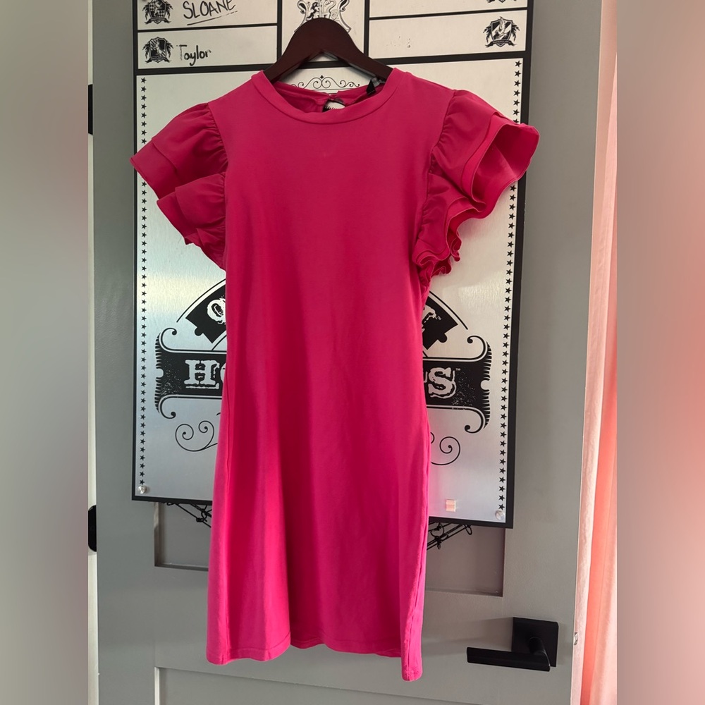 Pink Ruffled Sleeve Dress